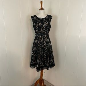 Eliza J Illusion Lace Crew Neck Sleeveless‎ A-Line Dress